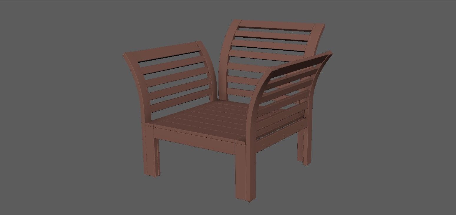 Armchair wooden chair 3D model_16