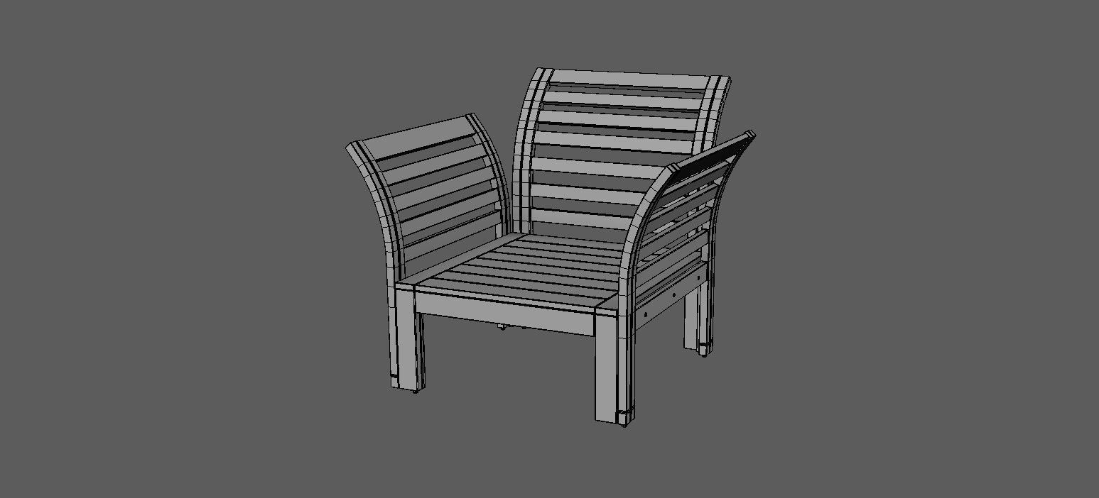Armchair wooden chair 3D model_19