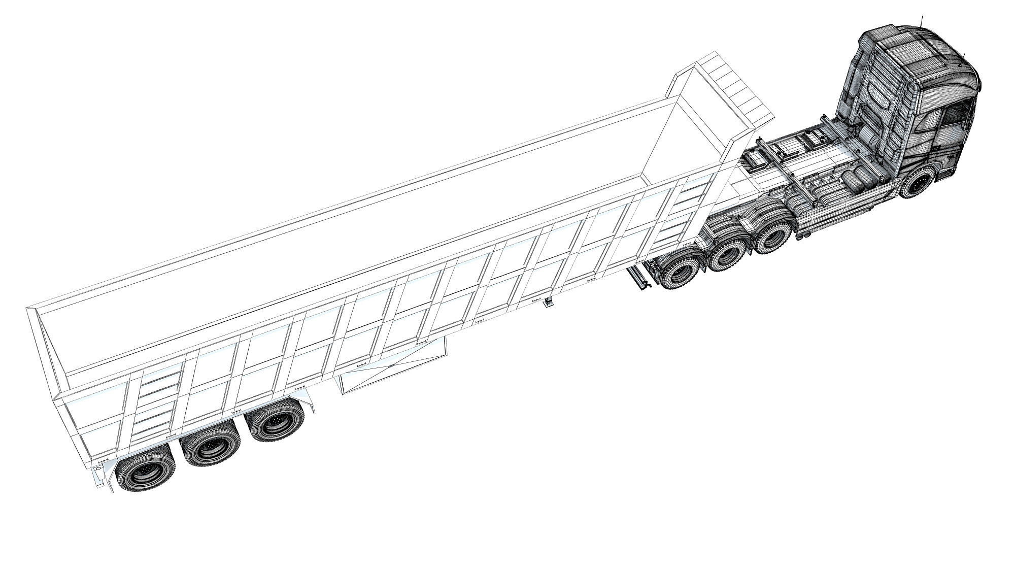 Truck with Tipper Trailer 3D model_18