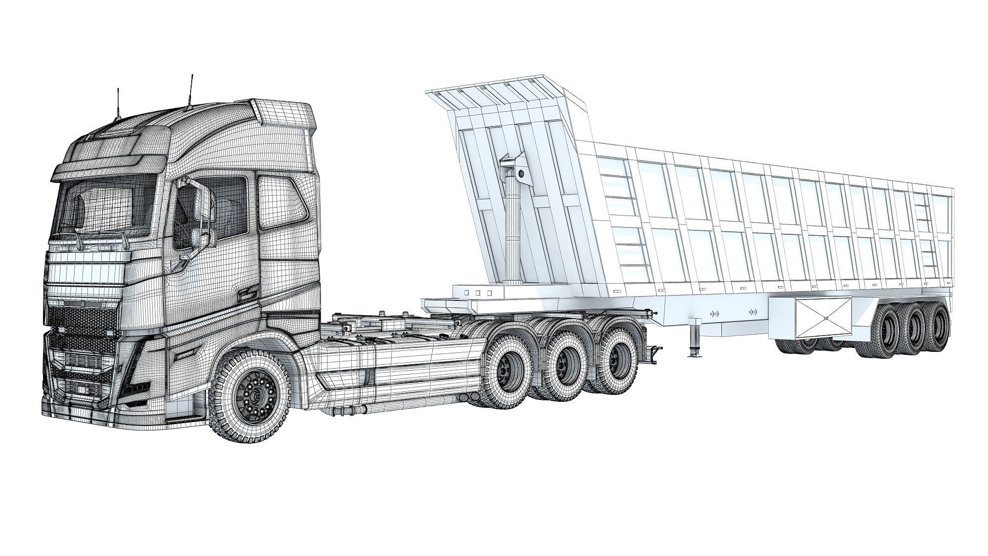 Truck with Tipper Trailer 3D model_16