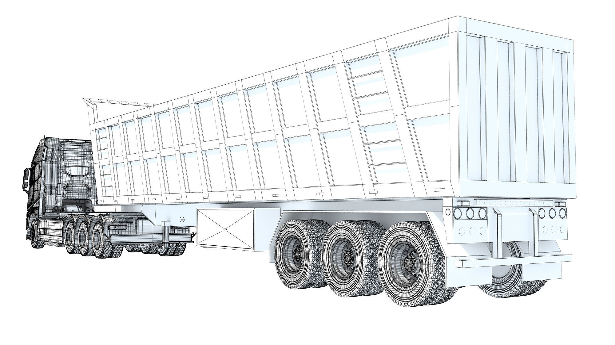 Truck with Tipper Trailer 3D model_17