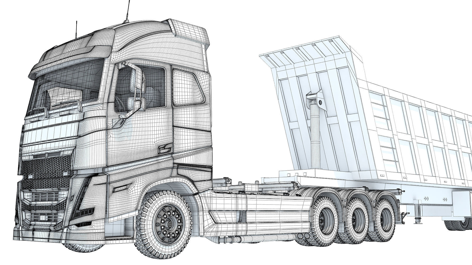 Truck with Tipper Trailer 3D model_20