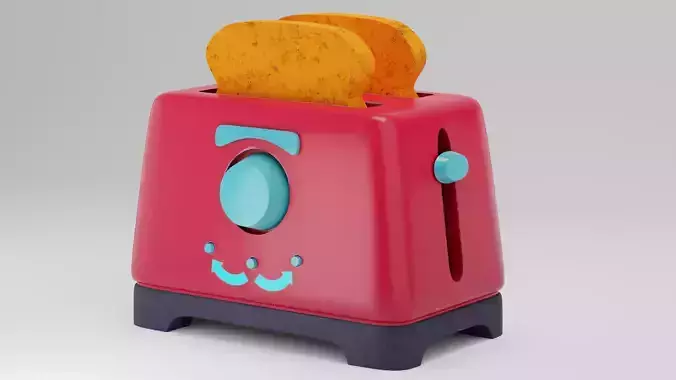 Toaster 3D model with smiley face