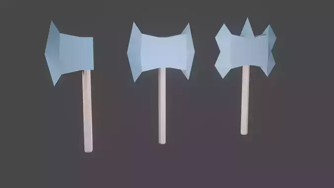 Low Poly Axe three arrows on sticks