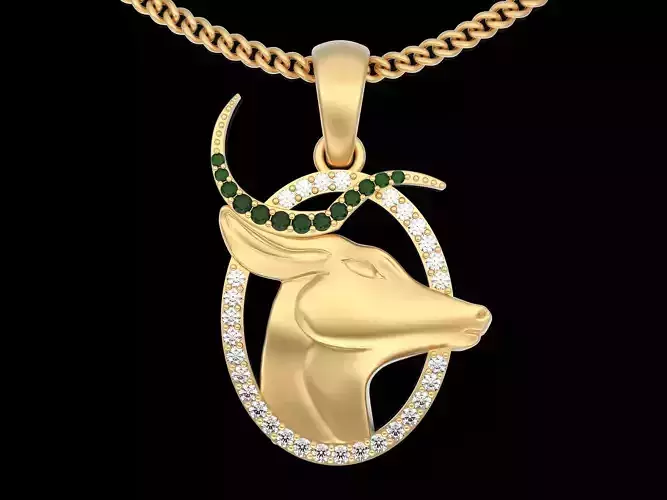 Dear pendant silver gold sterling printable jewelry 3D model