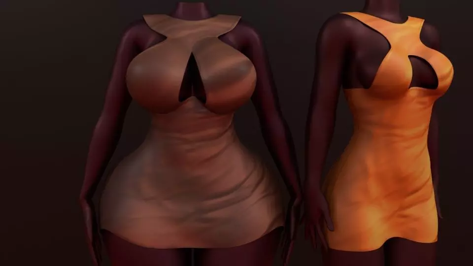 Suede Dress Low-poly 3D model_0