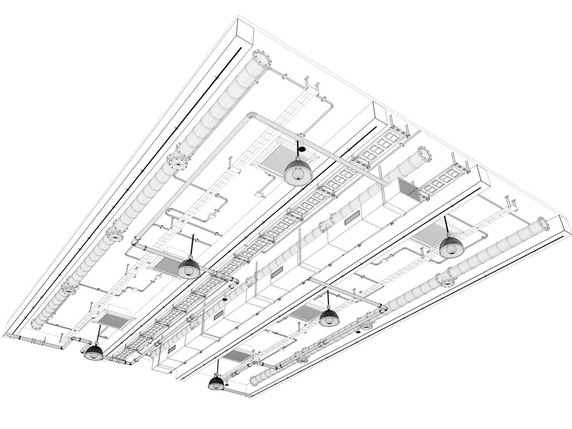 Ceiling Ventilation Pipes 3 3D model_7