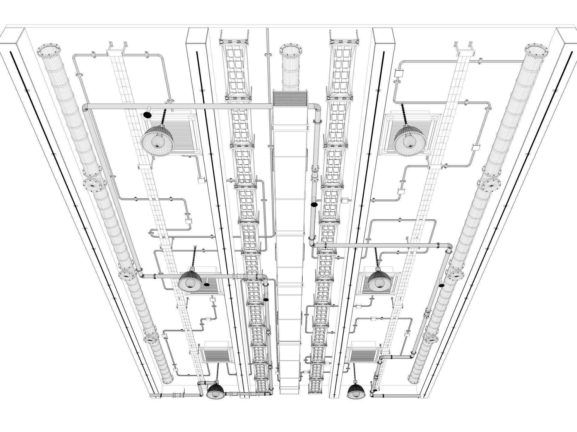 Ceiling Ventilation Pipes 3 3D model_8