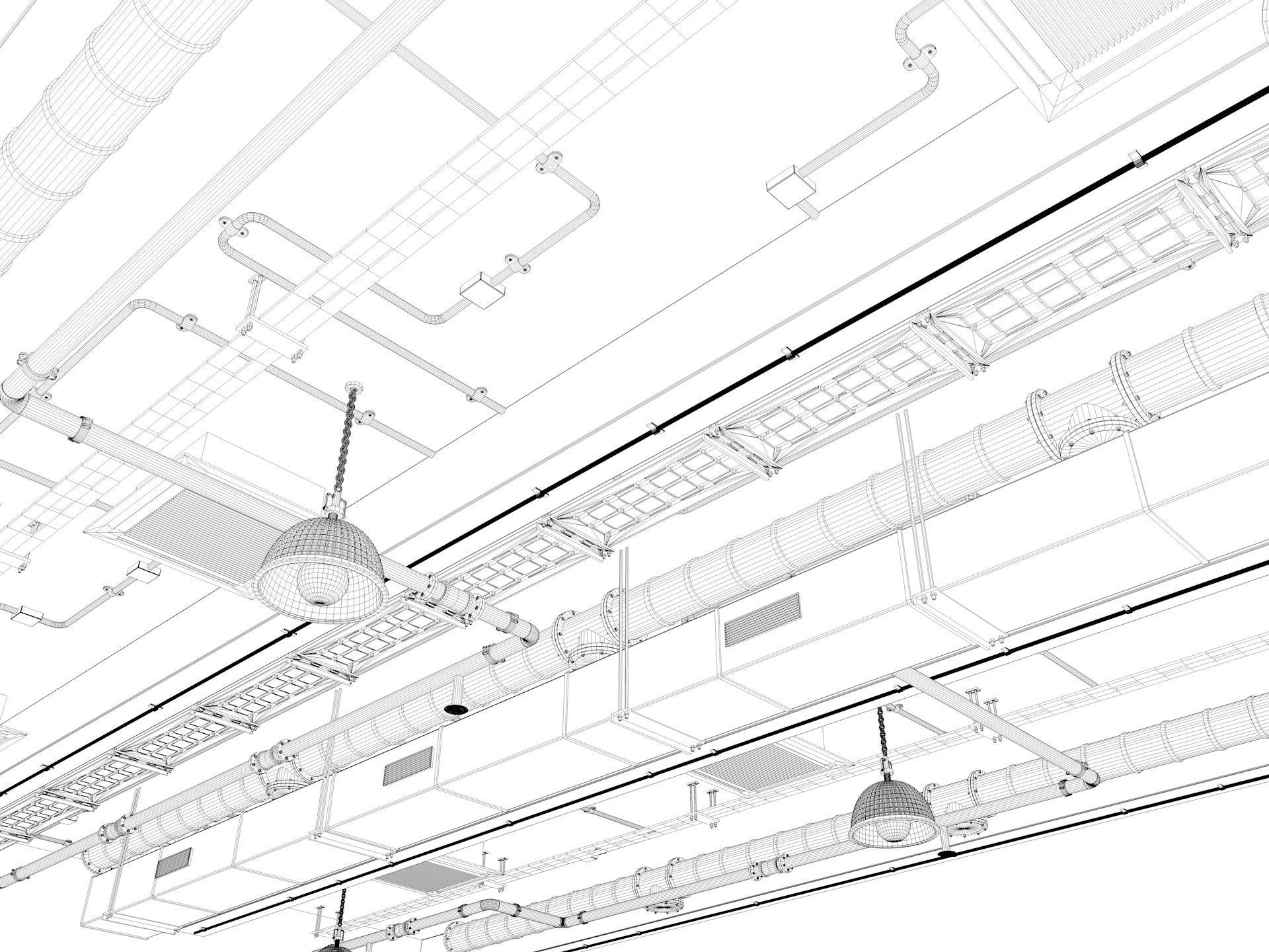 Ceiling Ventilation Pipes 3 3D model_9