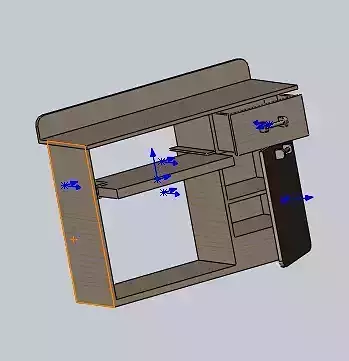 cupboard computer desk with two drawers and shelf