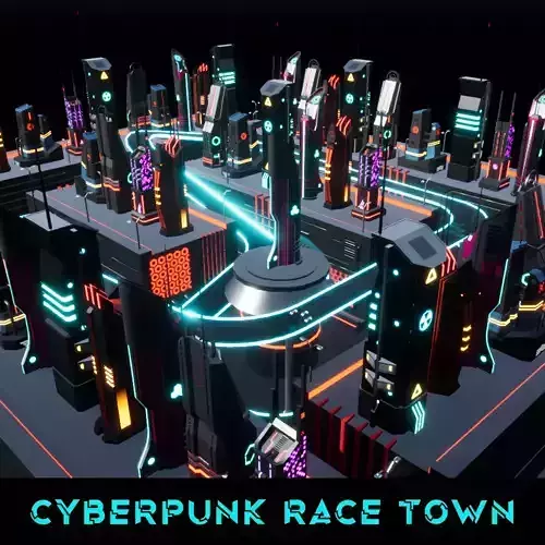 Cyberpunk Race Town Low-poly 3D model