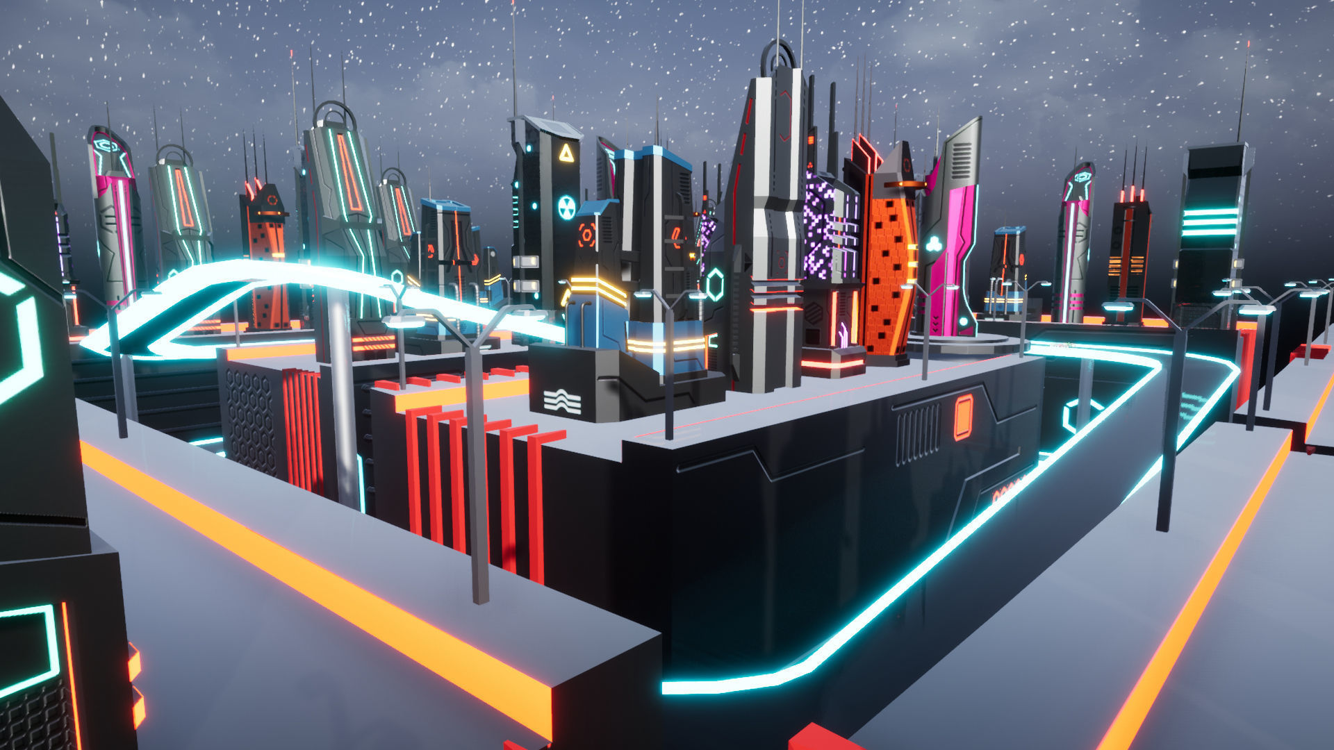 Cyberpunk Race Town Low-poly 3D model_20