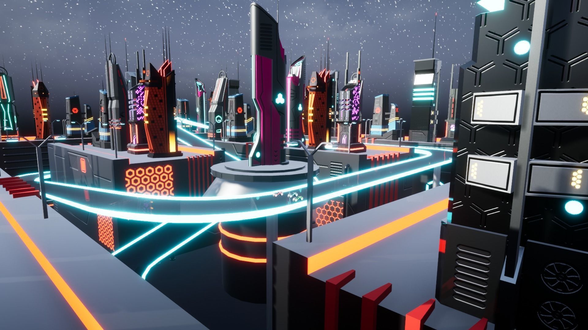 Cyberpunk Race Town Low-poly 3D model_17