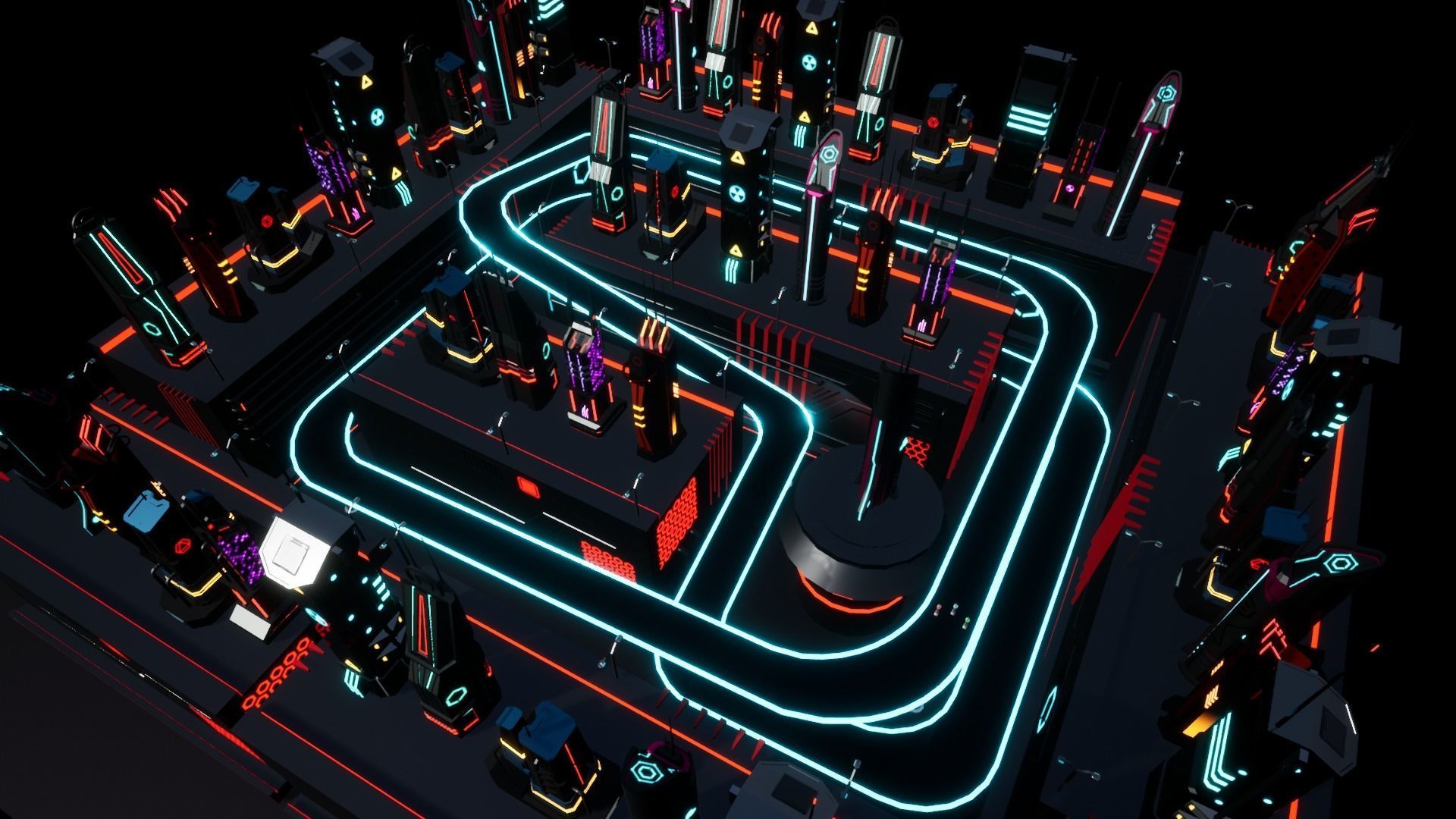 Cyberpunk Race Town Low-poly 3D model_16