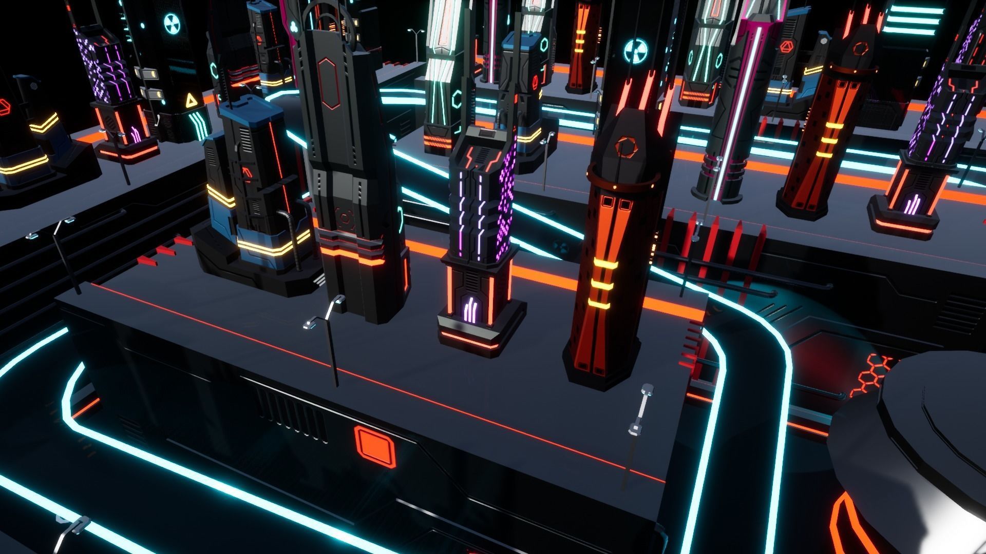 Cyberpunk Race Town Low-poly 3D model_9