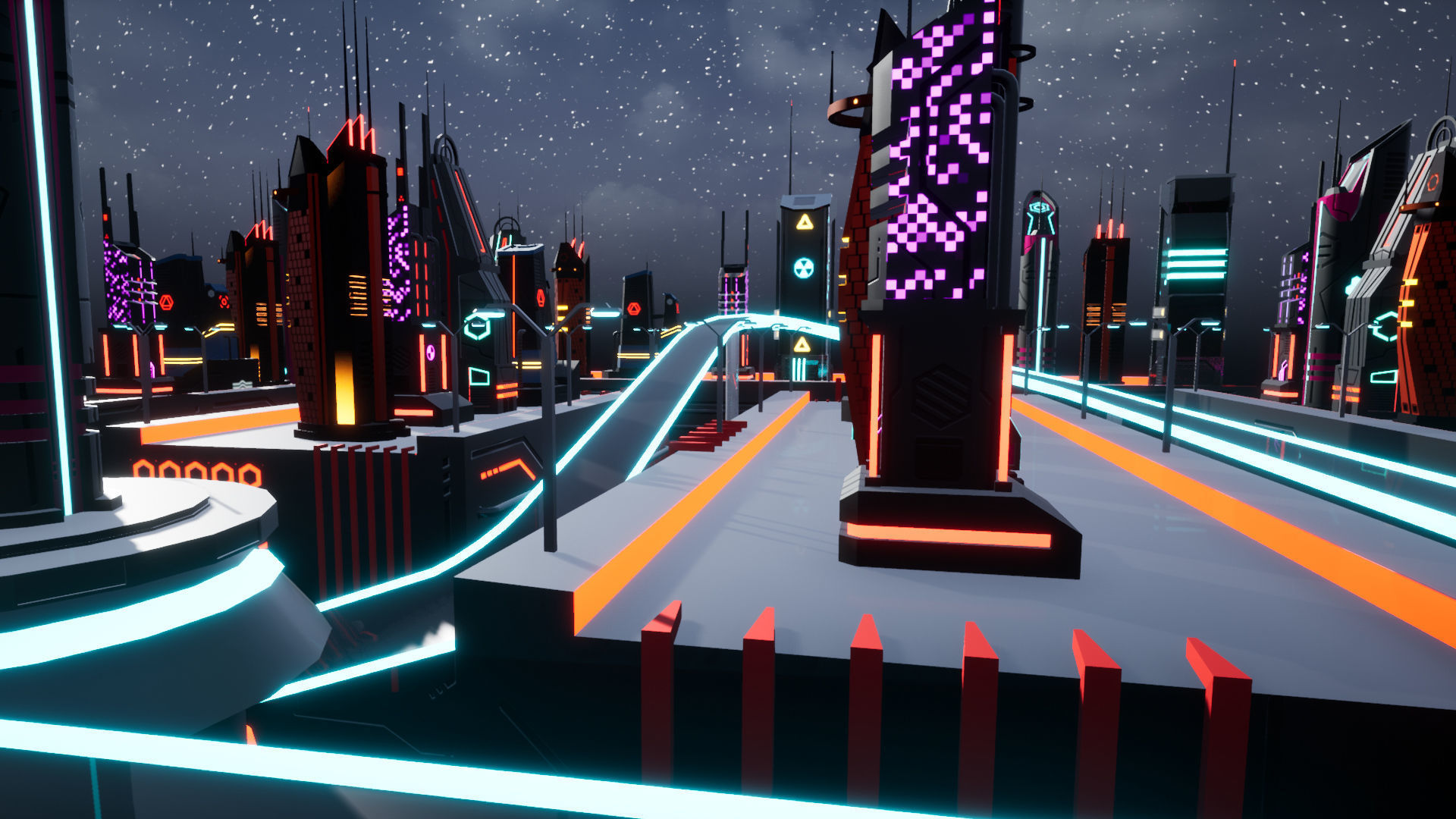 Cyberpunk Race Town Low-poly 3D model_23
