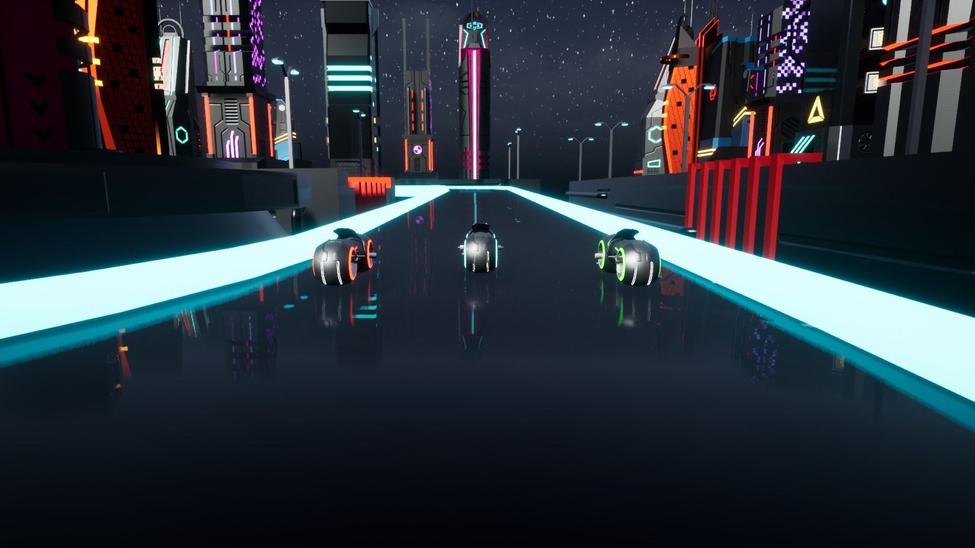 Cyberpunk Race Town Low-poly 3D model_5