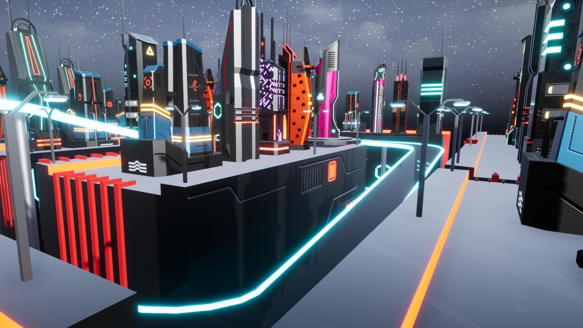 Cyberpunk Race Town Low-poly 3D model_15