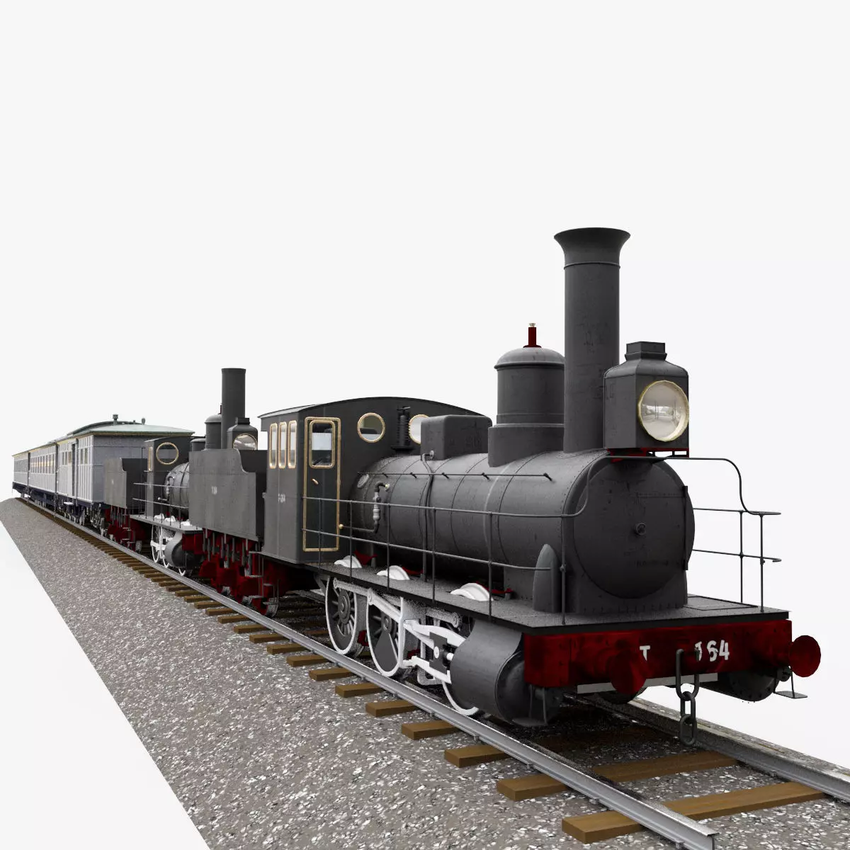 Steam locomotive type 030 series Gv Low-poly 3D model