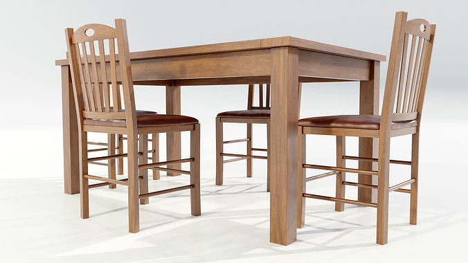 Wooden Dining Table 3D model 7