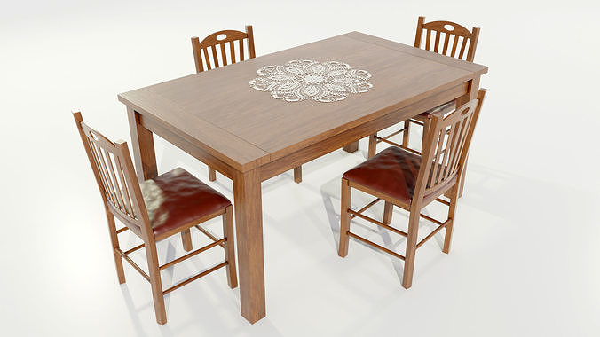 Wooden Dining Table 3D model 3