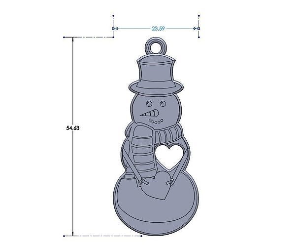 Snowman with heart 3D print model  Free 3D print model