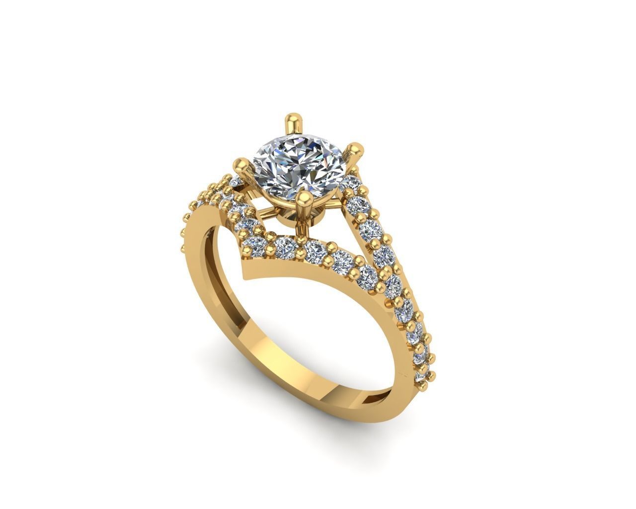 Solitaire ring  3D print model_9