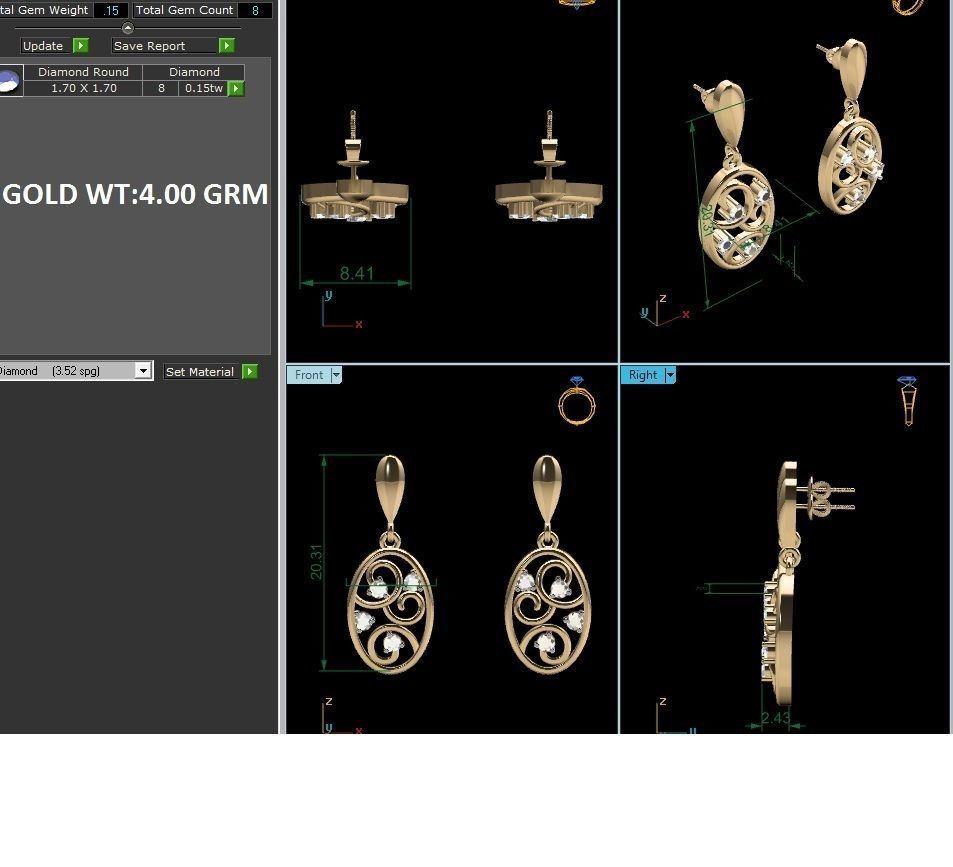Diamond Earring 3D print model_6