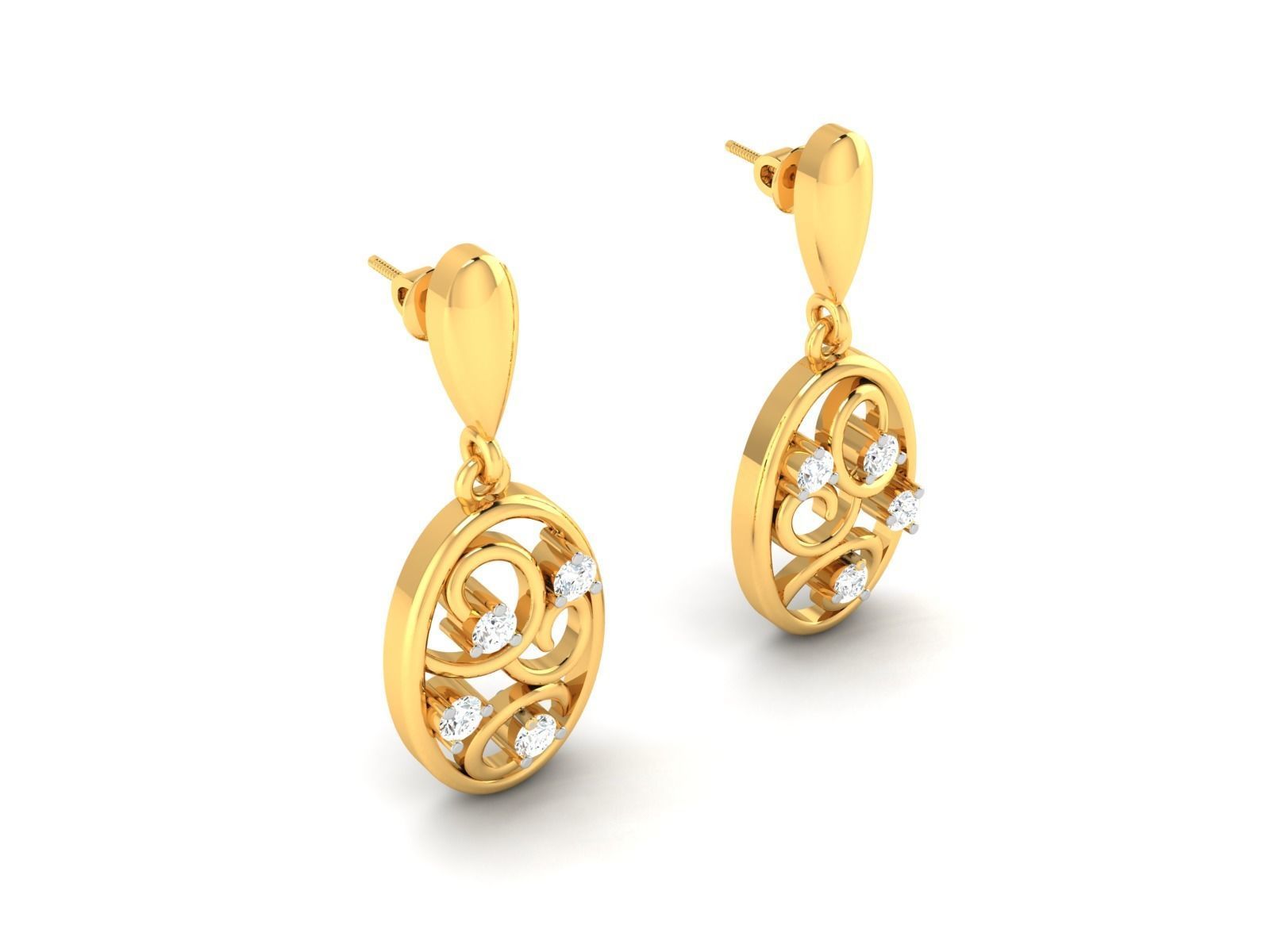 Diamond Earring 3D print model_2