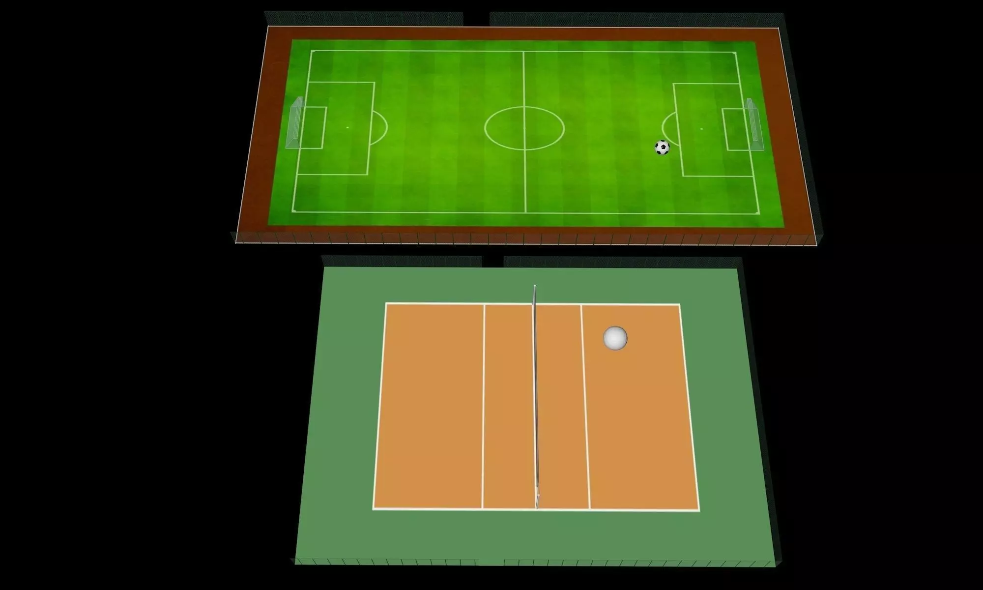 stadium soccer field and tennis court 3D model