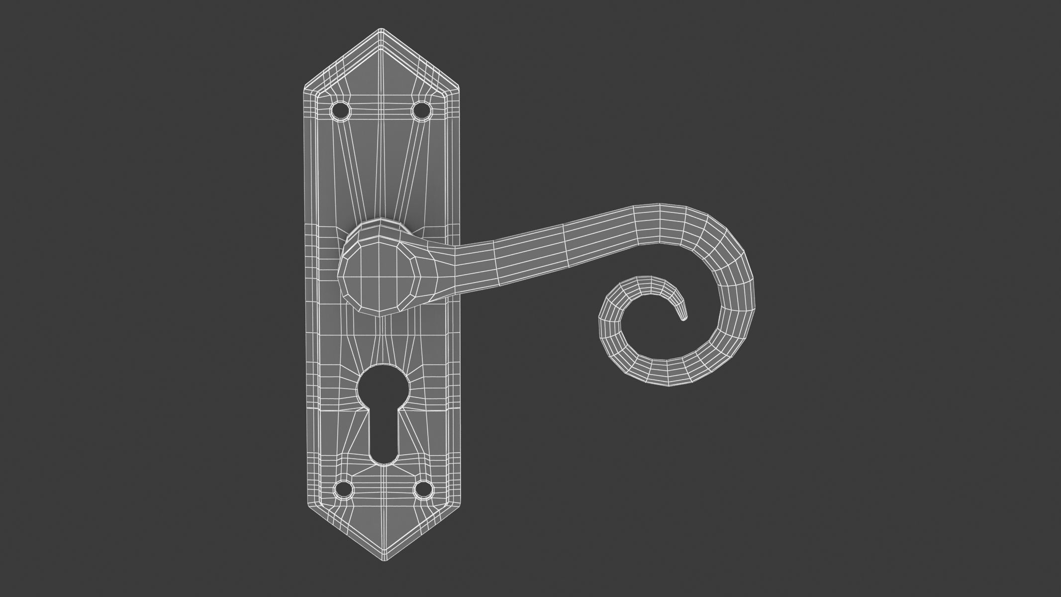 Frelan Royal Black Antique Handle 3D model_5