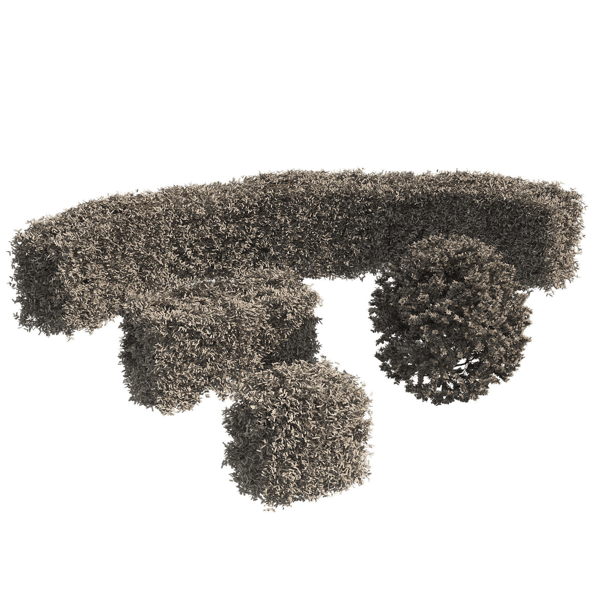 4 shaped topiary plant 3D model_8