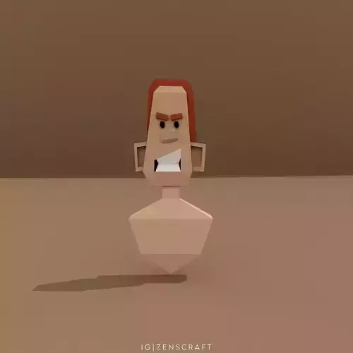 Angry Half Body Character 3D Model