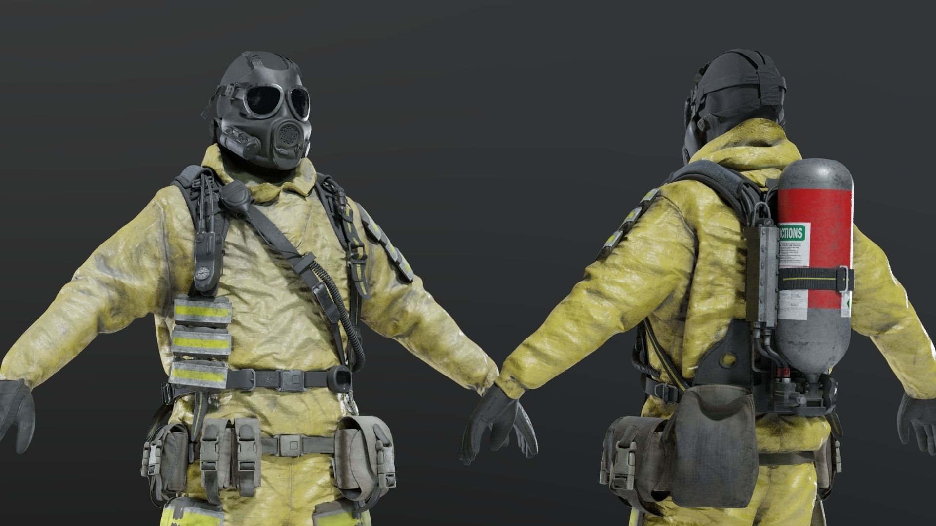 HAZMAT NBC Suit Rigged 3D model_5