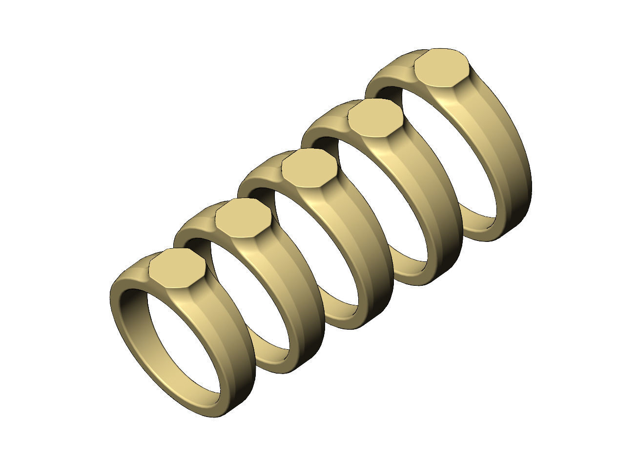 Small Octagonal signet ring US sizes 5to9 3D print model_4