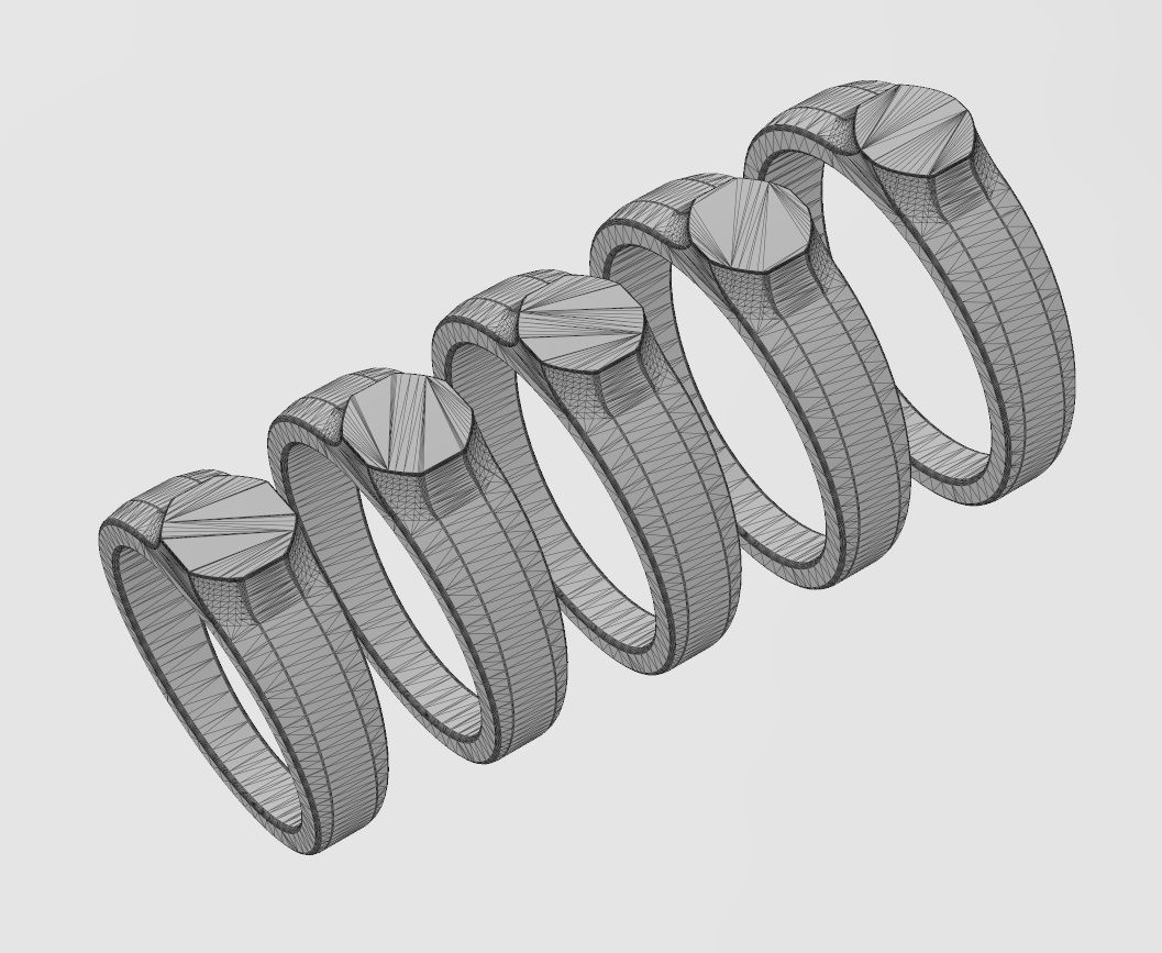 Small Octagonal signet ring US sizes 5to9 3D print model_11