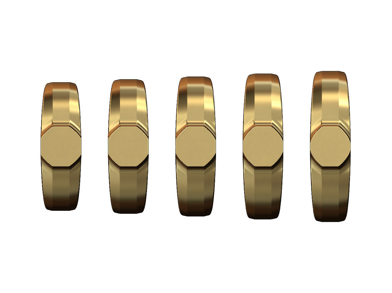 Small Octagonal signet ring US sizes 5to9 3D print model_2