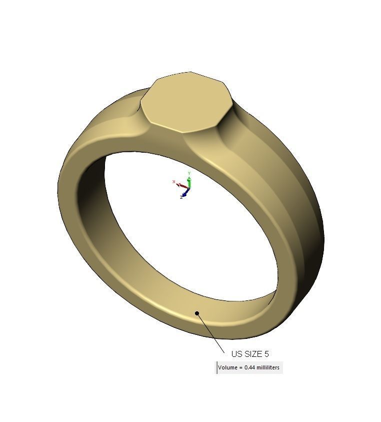 Small Octagonal signet ring US sizes 5to9 3D print model_14