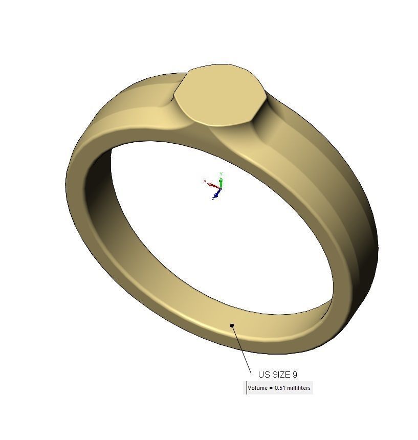 Small Octagonal signet ring US sizes 5to9 3D print model_15