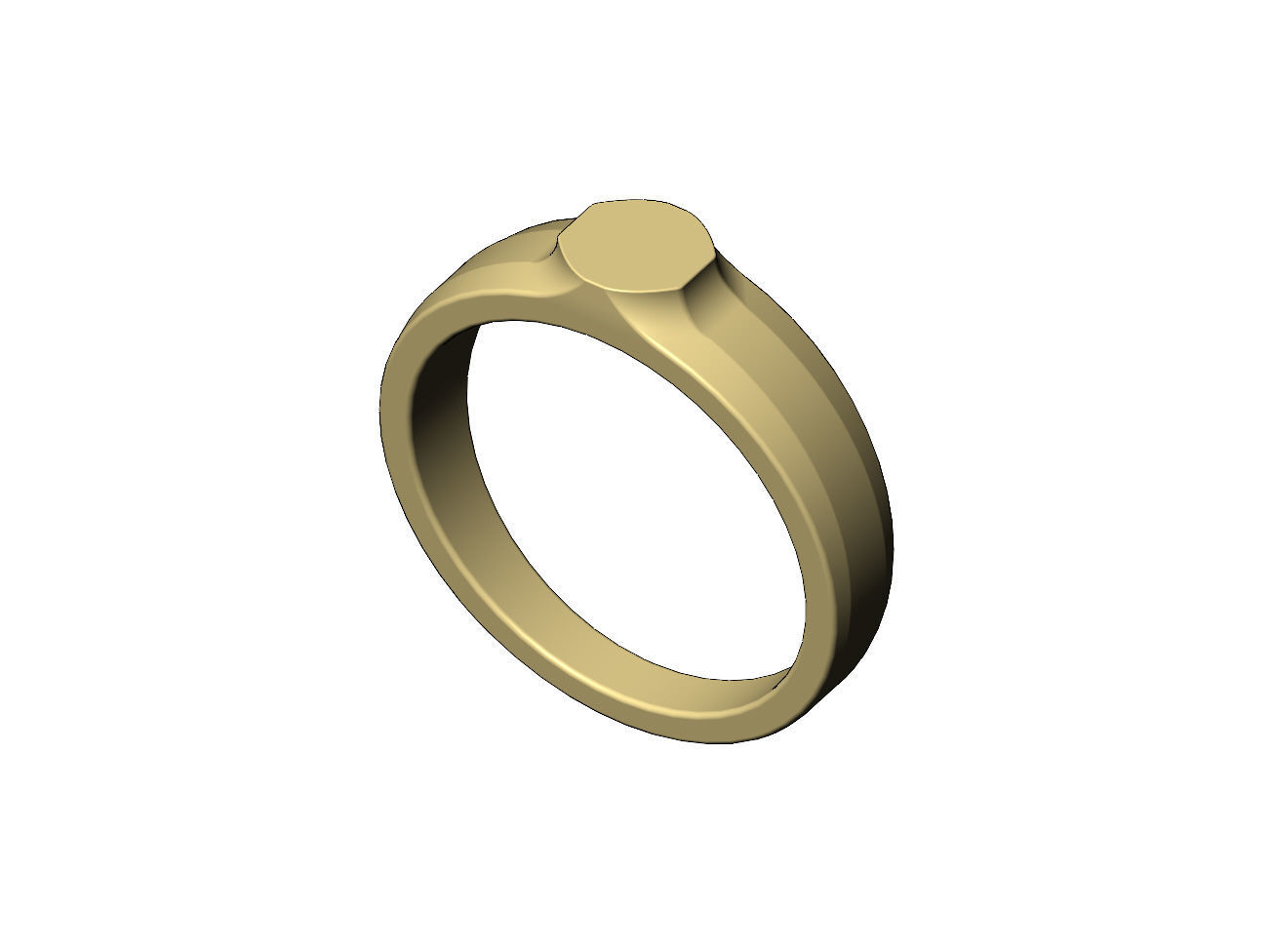 Small Octagonal signet ring US sizes 5to9 3D print model_5