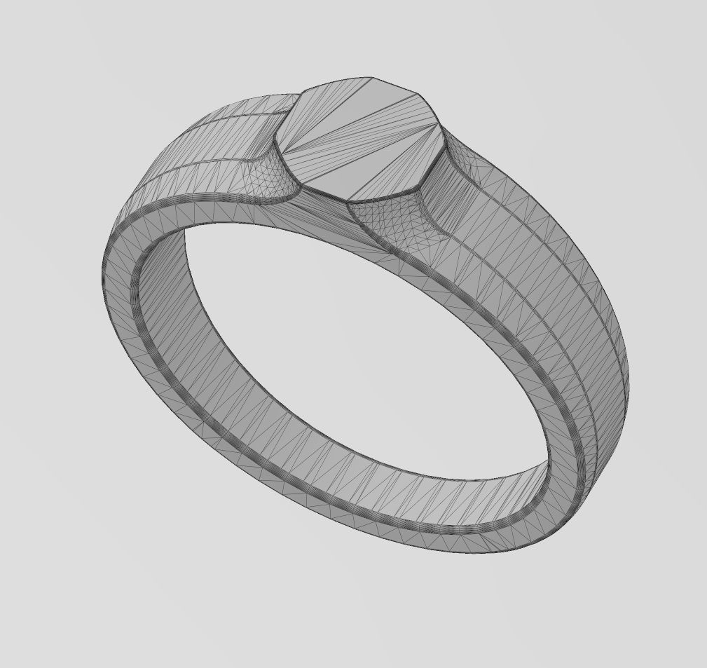 Small Octagonal signet ring US sizes 5to9 3D print model_13