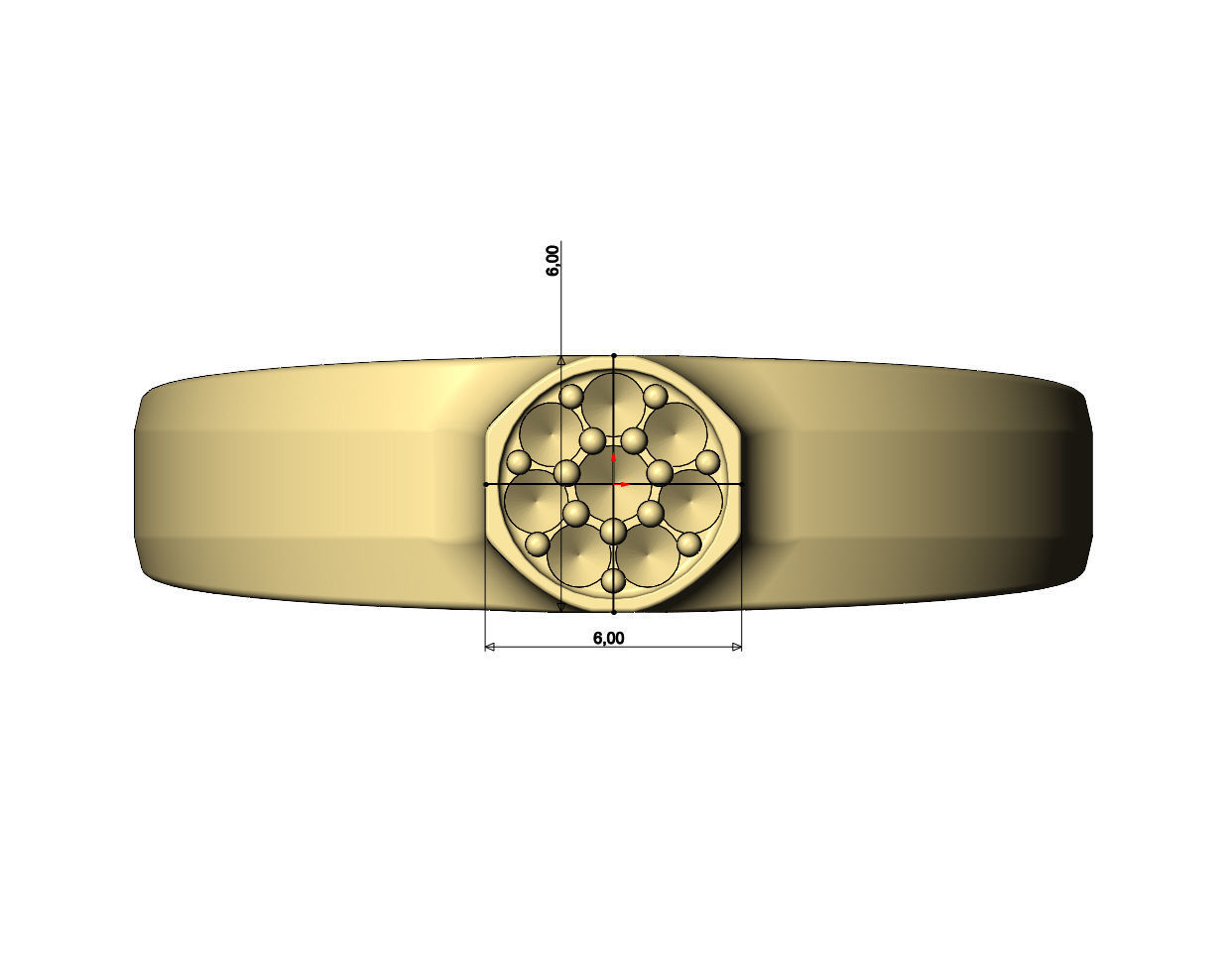 Small Diamond Octagonal ring US sizes 5to9 3D print model_6