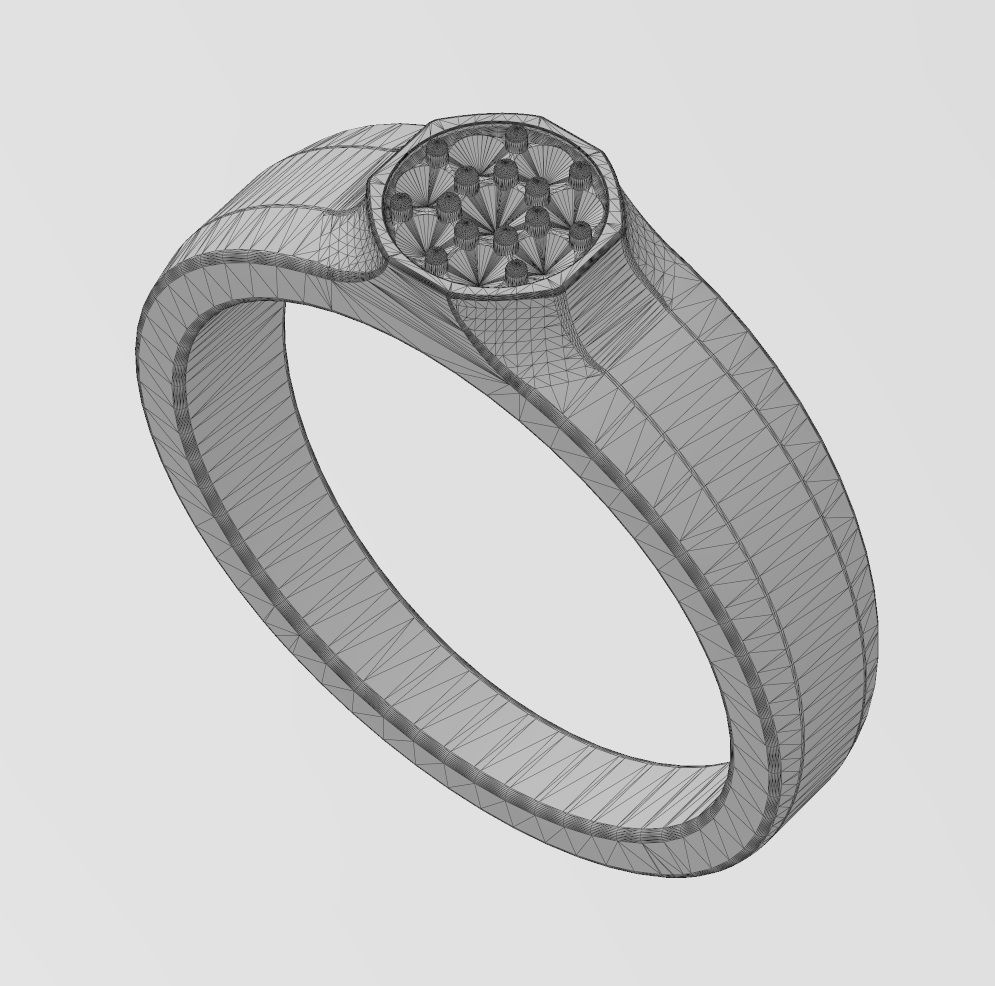 Small Diamond Octagonal ring US sizes 5to9 3D print model_13