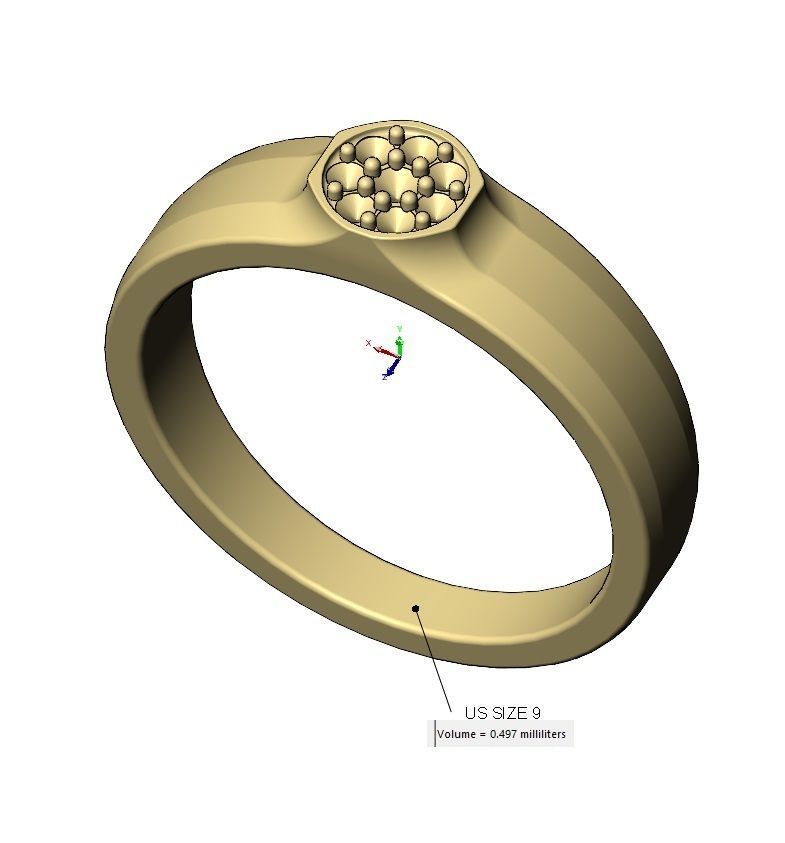 Small Diamond Octagonal ring US sizes 5to9 3D print model_11