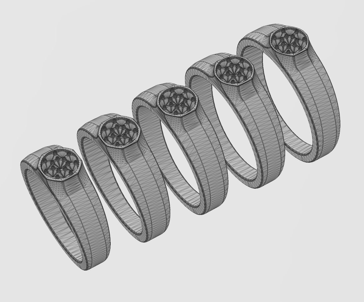 Small Diamond Octagonal ring US sizes 5to9 3D print model_12