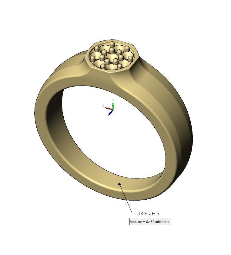 Small Diamond Octagonal ring US sizes 5to9 3D print model_10