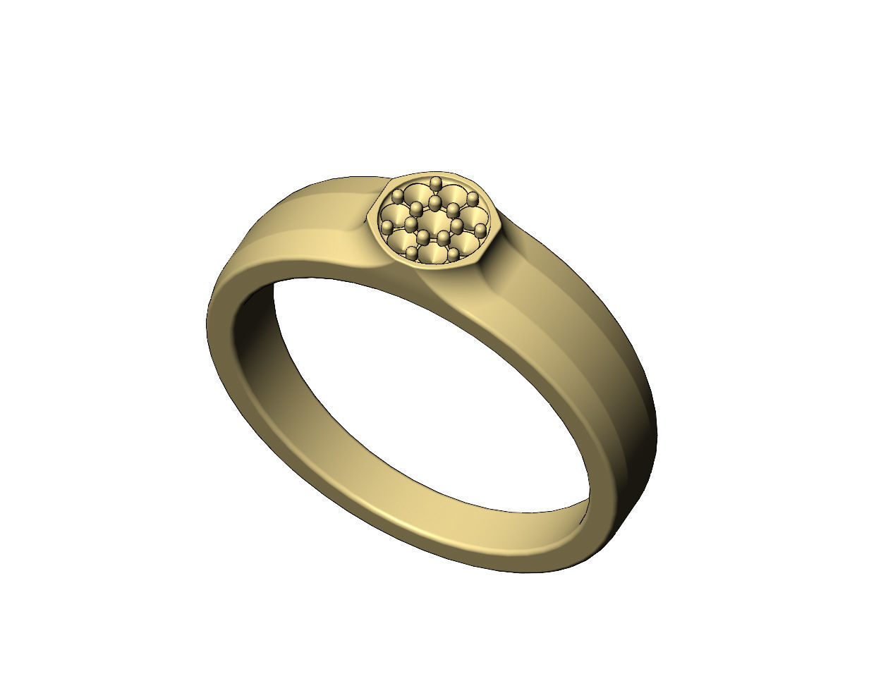 Small Diamond Octagonal ring US sizes 5to9 3D print model_5