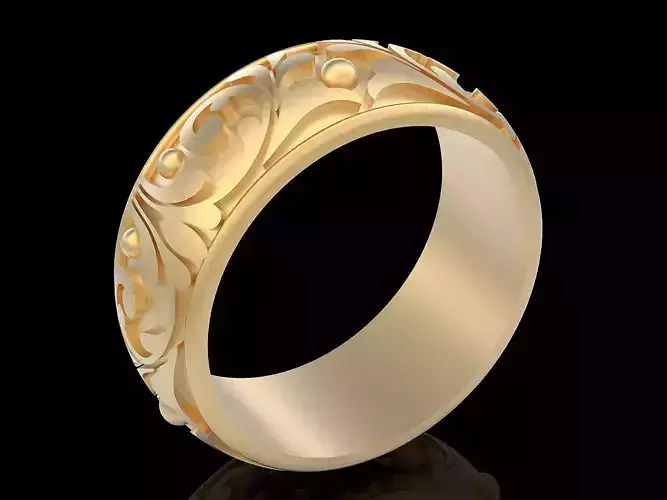 Ornamental carving ring silver gold printable jewelry 3D model