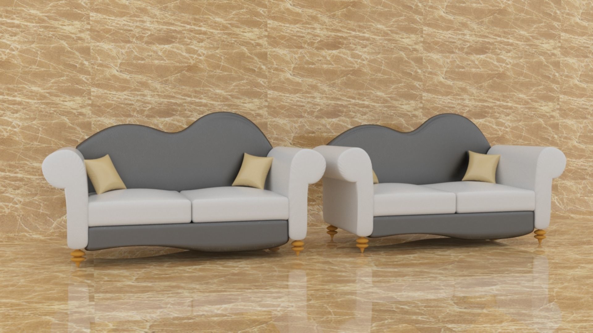 Sofa Low Poly model 3D model_1
