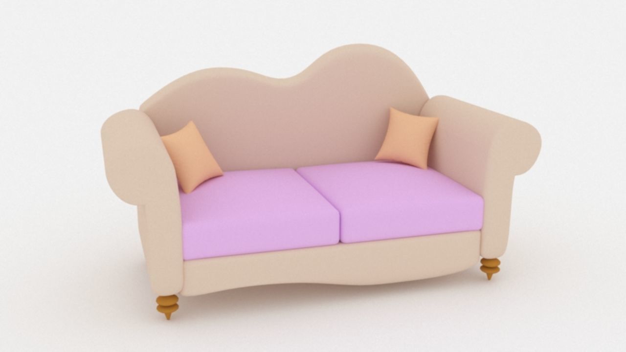 Sofa Low Poly model 3D model_2